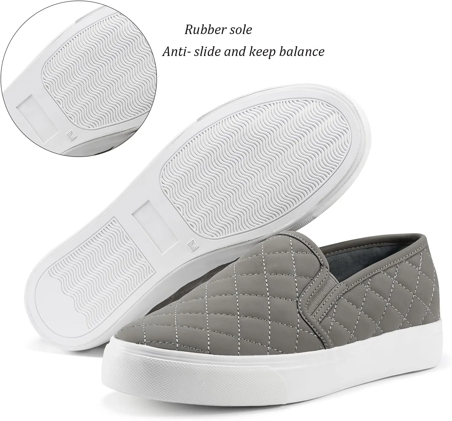 JENN ARDOR Womens Slip On Sneakers Perforated/Quilted Casual Shoes Fashion Walking Flats