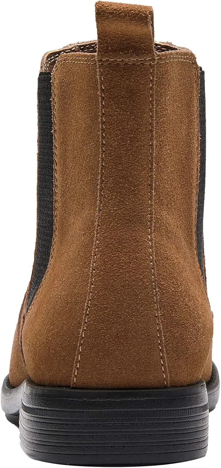 JIONS Men Chelsea Slip On Suede Boots Lightweight Leather Casual Dress Ankle Shoes