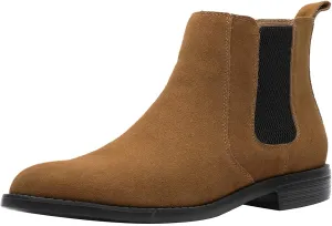 JIONS Men Chelsea Slip On Suede Boots Lightweight Leather Casual Dress Ankle Shoes