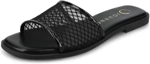 Journee Womens cushioned footbed Sandals Mesh Sandals Breckley Flat Sole Mesh Straps Open Toe