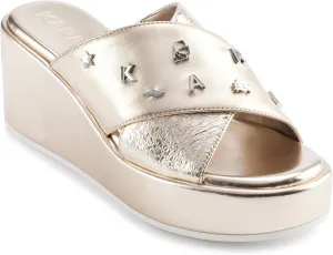 KARL LAGERFELD Women's Cushioned Insole Everyday Caleigh-X Band Wedge Sandal Oxford Flat