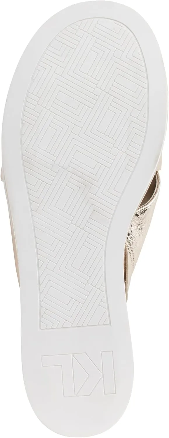 KARL LAGERFELD Women's Cushioned Insole Everyday Caleigh-X Band Wedge Sandal Oxford Flat