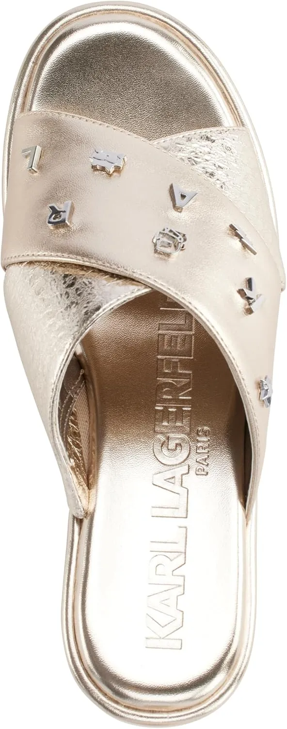 KARL LAGERFELD Women's Cushioned Insole Everyday Caleigh-X Band Wedge Sandal Oxford Flat