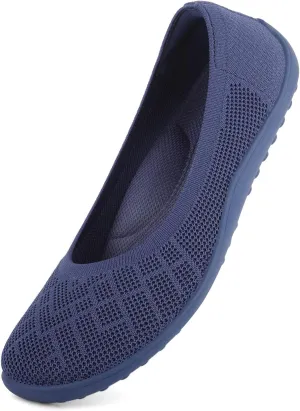 KBZone Women‘s Flat Shoes Round Toe Knit Ballet Flat Comfort Dressy Flat Walking Shoes
