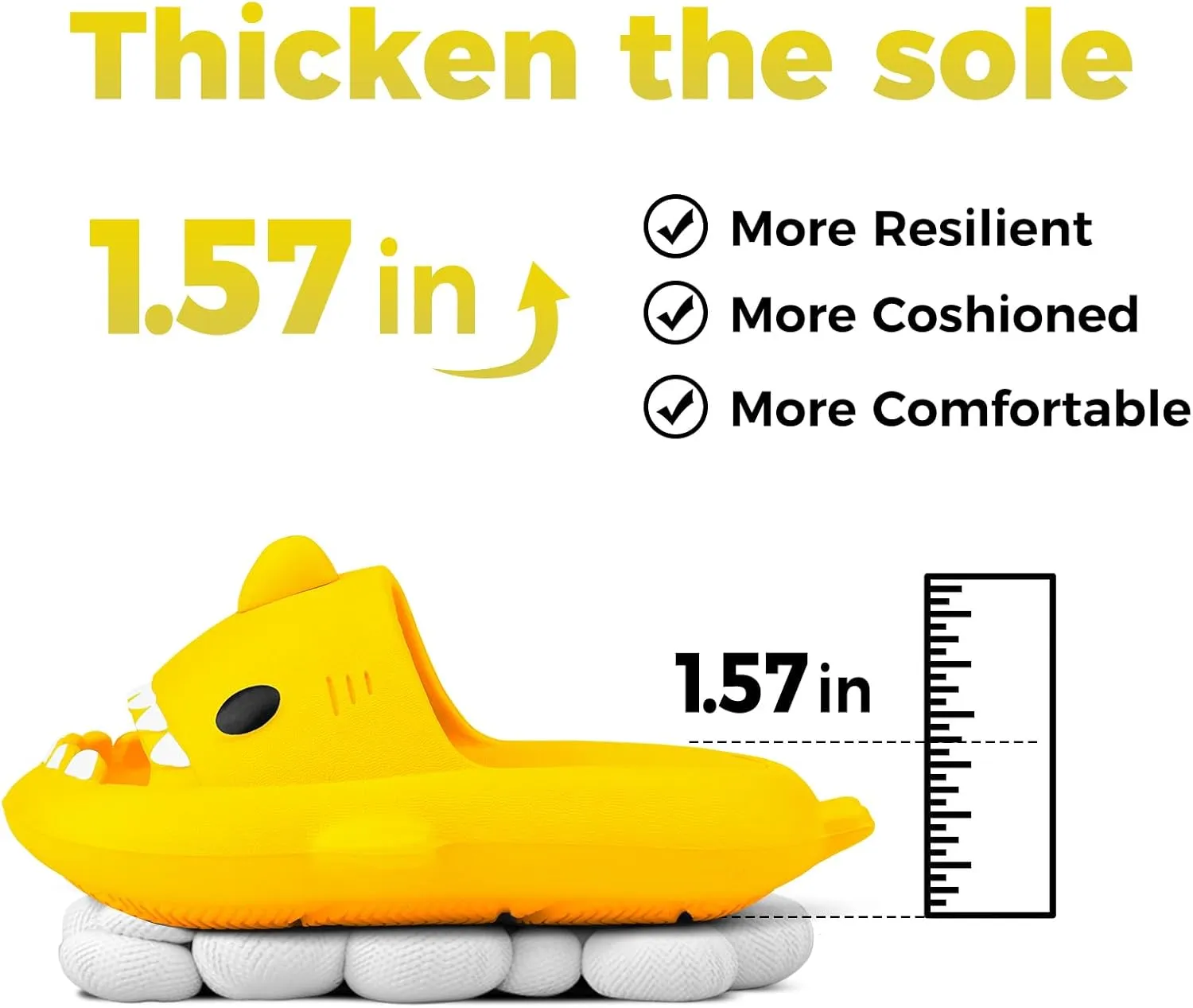 Kids Shark Slides丨Pillow Shower Sandals Quick Dry Slippers丨Toddler Boys Girls Comfy Cloud Slides丨Summer Non-Slip Thick Sole Beach Pool shoes