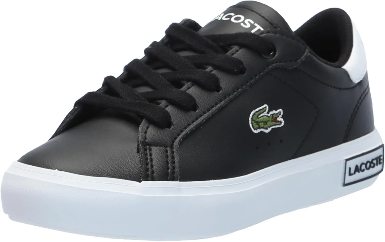 Lacoste Kids Powercourt Sneaker, BLK/WHT, 1