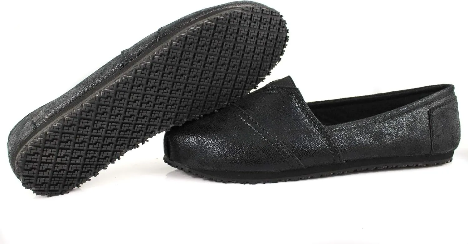 Laforst Women's Slip and Oil Resistant Non Slip Work Shoes Jess PU Slip-On Flat