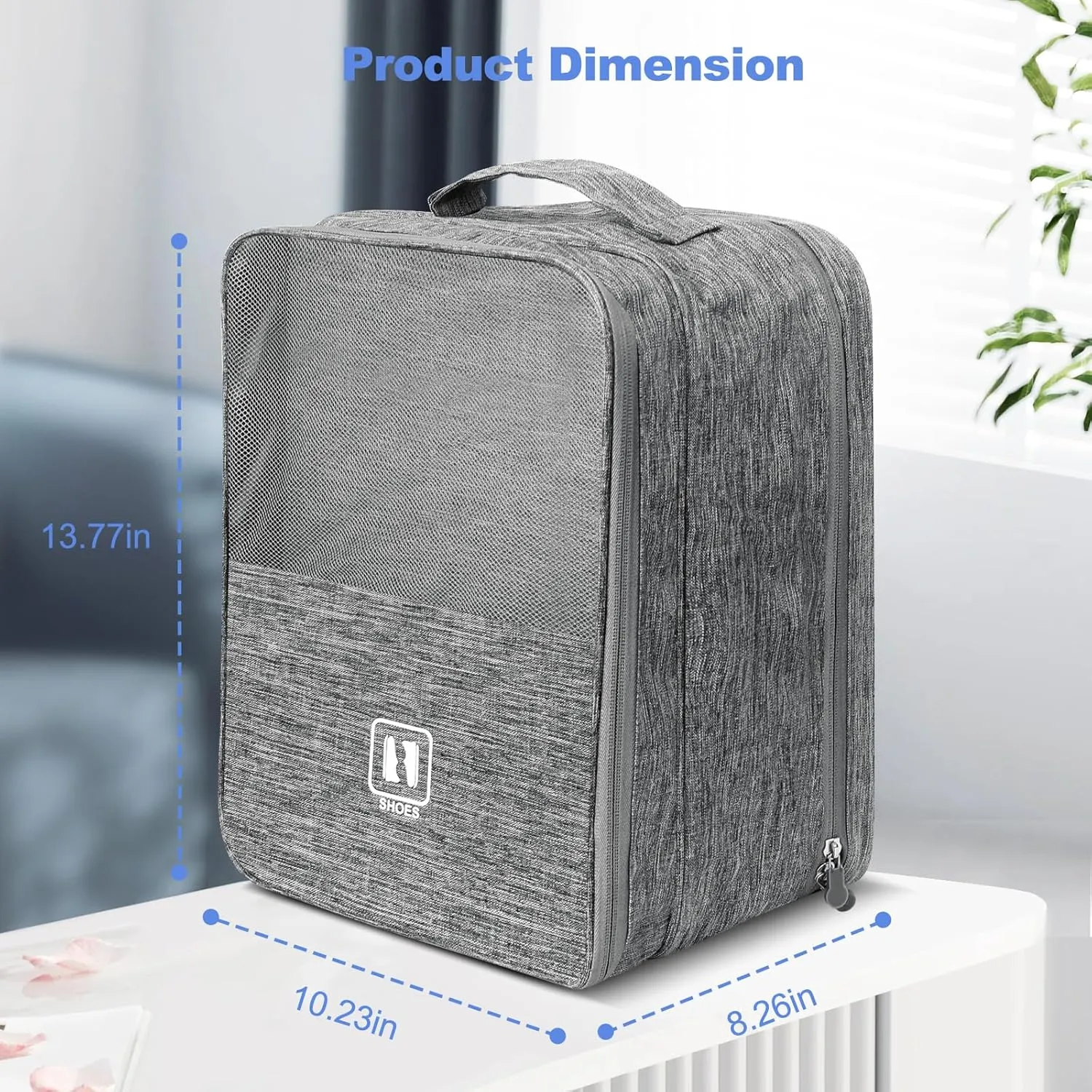 Large Shoe Bags for Travel, Shoe Travel Bag Holds 3 Pairs of Shoes, Travel Shoe Bags for Packing in Suitcase, Portable Dance Shoe Storage Pouch, Shoe Organizer, Sneaker Storage Bag (Grey)