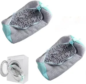 Laundry Shoe Bags for Washing Machine, 2Pcs Shoe Washing Bag Shoe Laundry Bag for Washer and Dryer Reusable Shoe Washing Bags Shoe Washing Machine Bag (Grey)