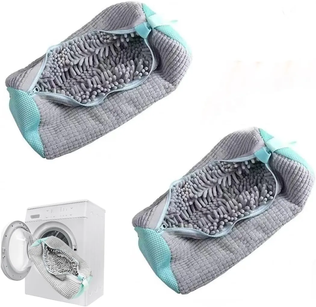 Laundry Shoe Bags for Washing Machine, 2Pcs Shoe Washing Bag Shoe Laundry Bag for Washer and Dryer Reusable Shoe Washing Bags Shoe Washing Machine Bag (Grey)