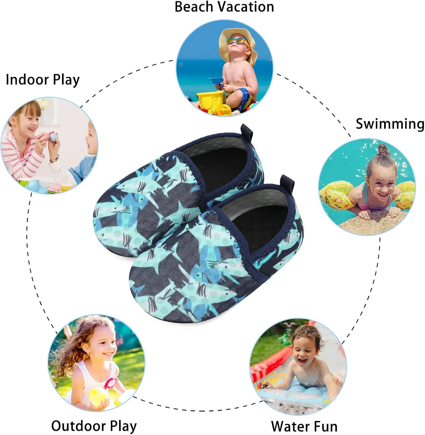 Lefflow Toddler Water Shoes Kids Quick Dry Beach Swim Socks Shoes Baby Non Slip House Slippers