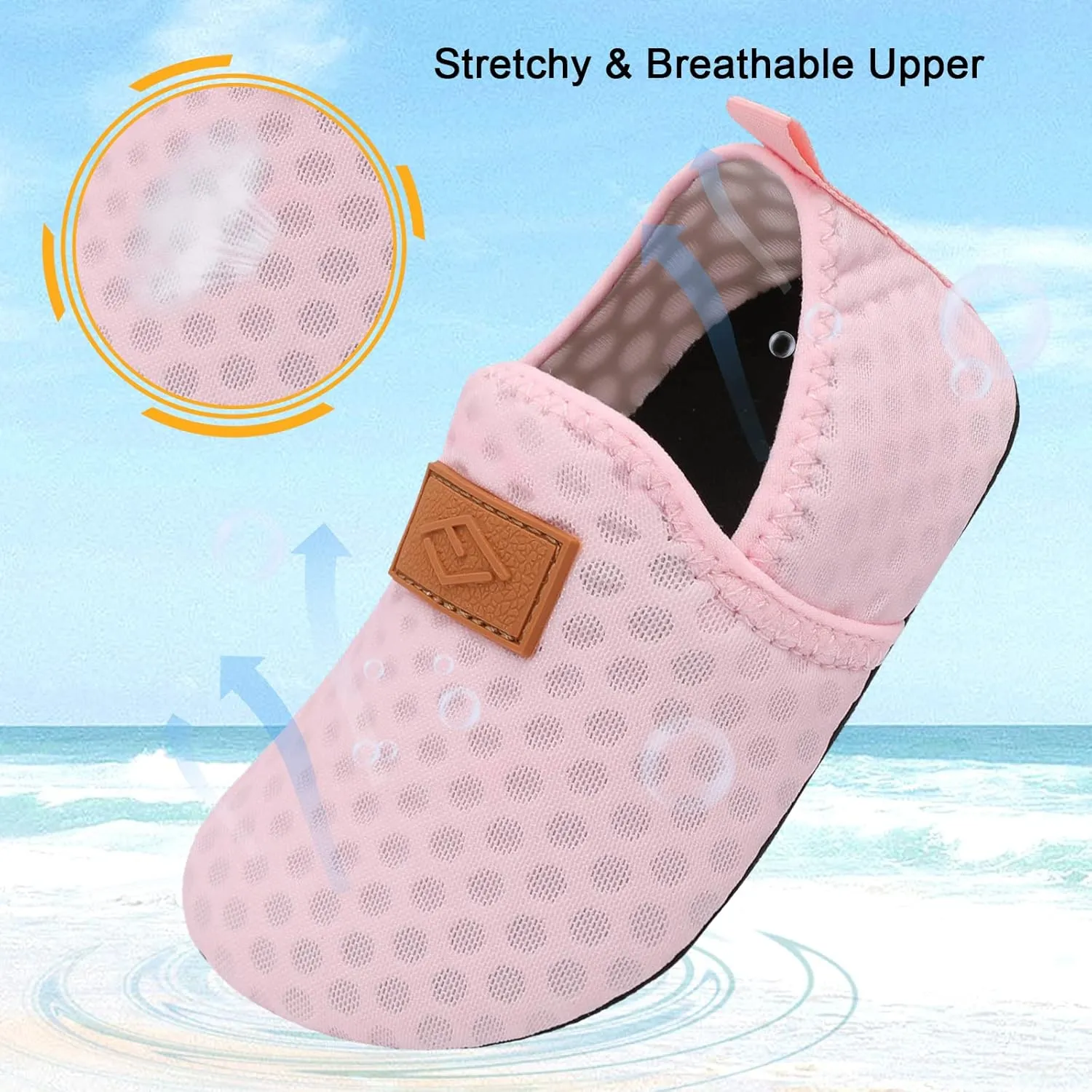 Lefflow Toddler Water Shoes Kids Quick Dry Beach Swim Socks Shoes Baby Non Slip House Slippers
