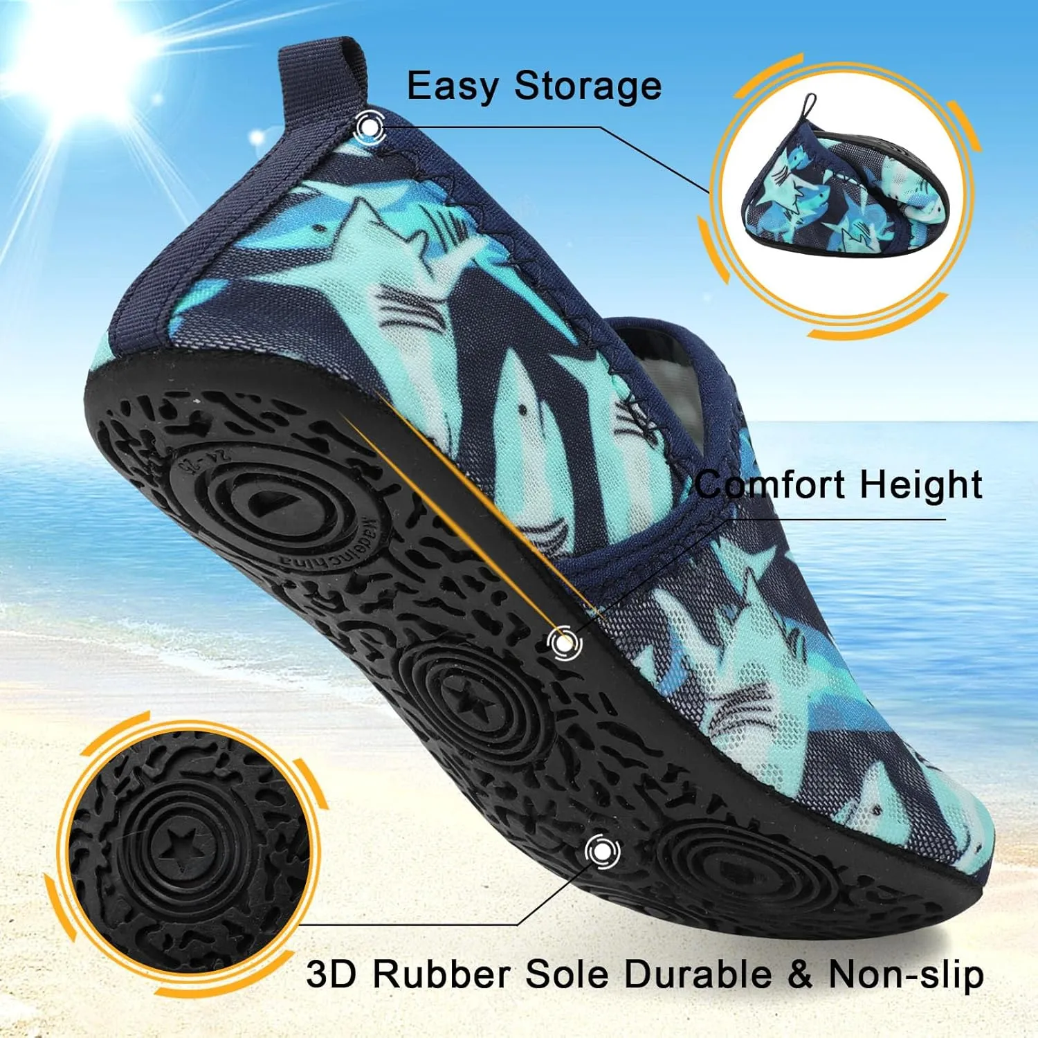 Lefflow Toddler Water Shoes Kids Quick Dry Beach Swim Socks Shoes Baby Non Slip House Slippers