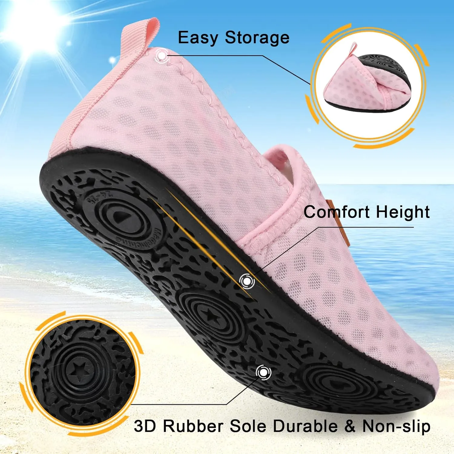 Lefflow Toddler Water Shoes Kids Quick Dry Beach Swim Socks Shoes Baby Non Slip House Slippers