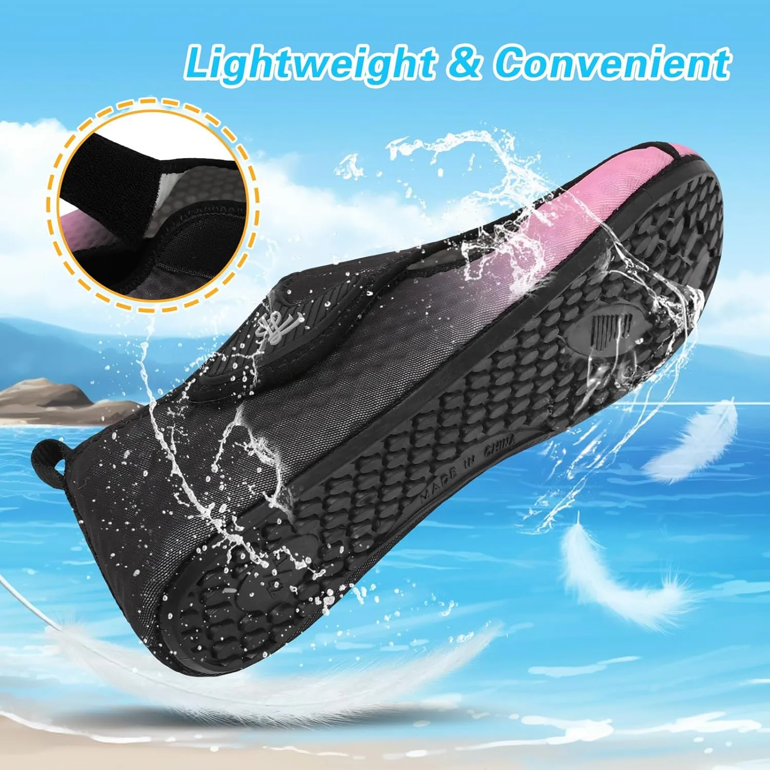 LeIsfIt Water Shoes for Women Men Wide Swim Beach Barefoot Shoes Quick Dry Aqua Socks for Pool Diving Boating River Yoga Lake Surf