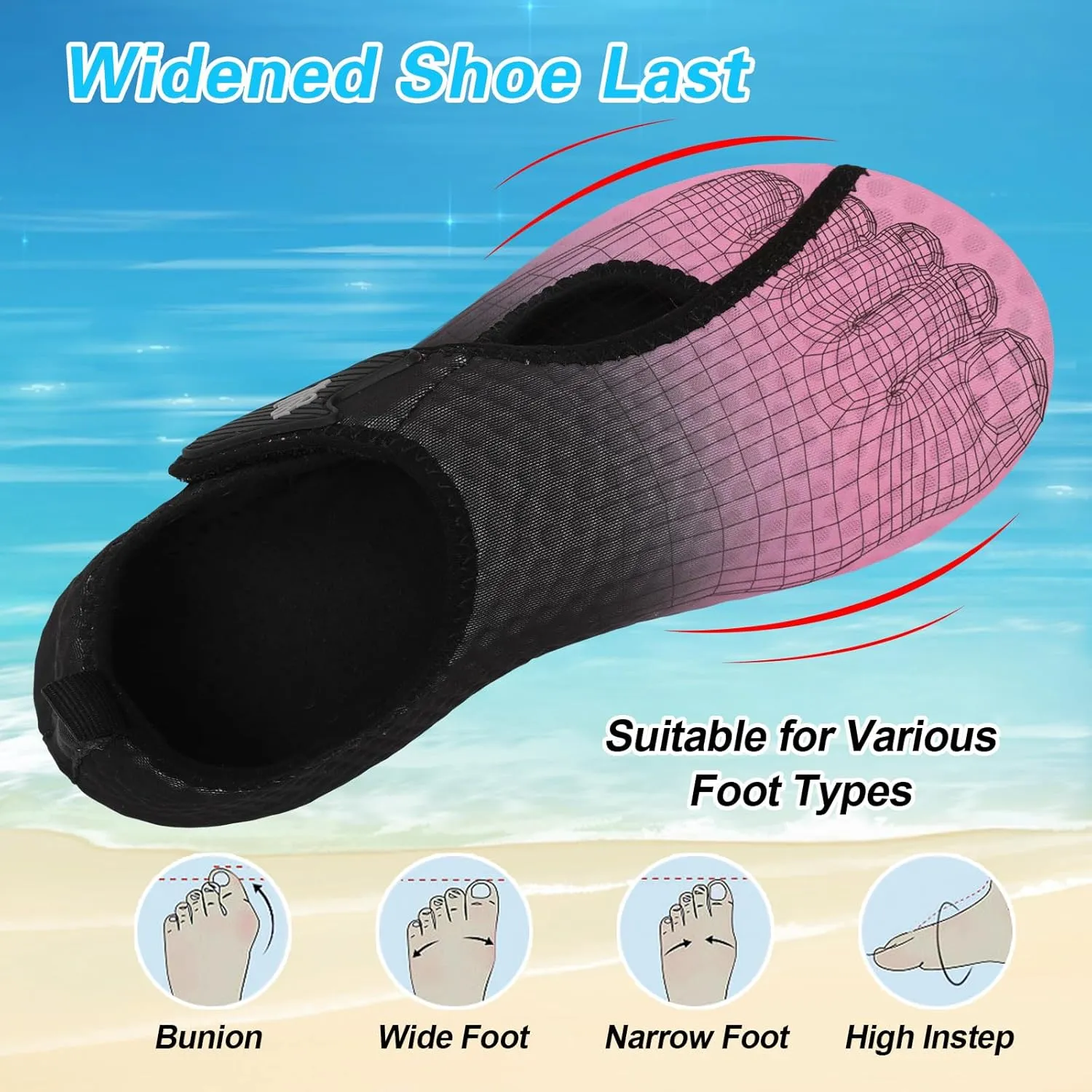 LeIsfIt Water Shoes for Women Men Wide Swim Beach Barefoot Shoes Quick Dry Aqua Socks for Pool Diving Boating River Yoga Lake Surf