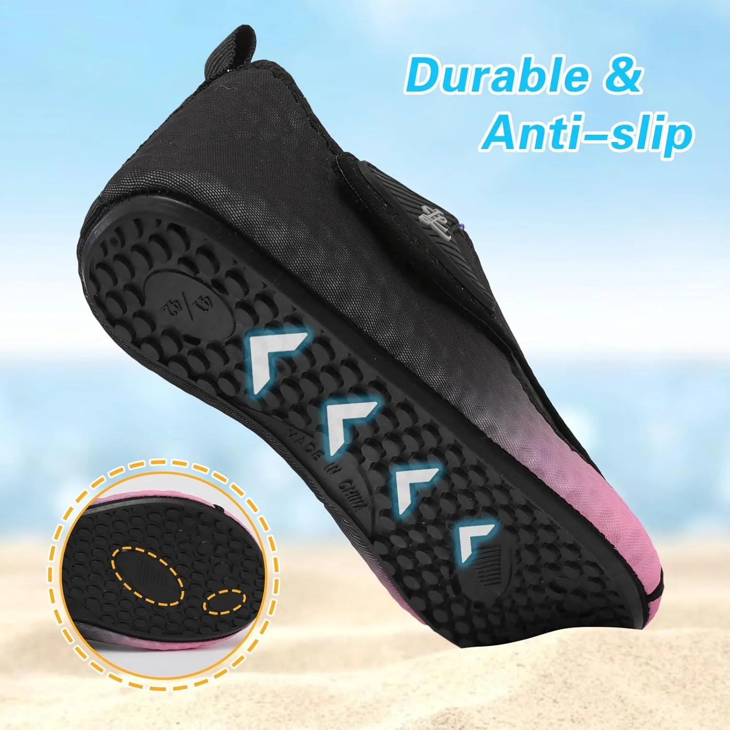 LeIsfIt Water Shoes for Women Men Wide Swim Beach Barefoot Shoes Quick Dry Aqua Socks for Pool Diving Boating River Yoga Lake Surf