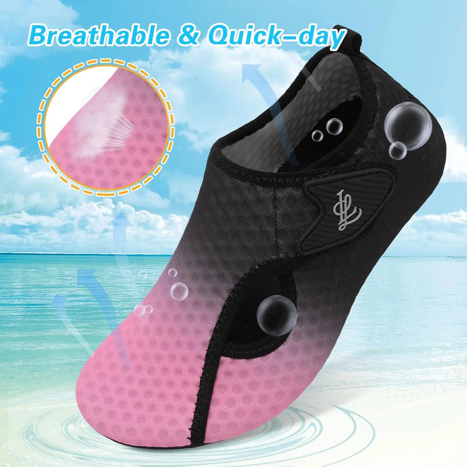 LeIsfIt Water Shoes for Women Men Wide Swim Beach Barefoot Shoes Quick Dry Aqua Socks for Pool Diving Boating River Yoga Lake Surf