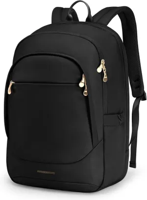 LIGHT FLIGHT Travel Laptop Backpack for 17.3" laptop, Carry on Backpack with USB Charging Hole, Water Resistant College Bookbag, Large Capacity Computer Backpacks for Work, Black