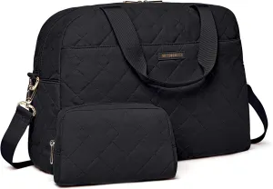 LIGHT FLIGHT Women's Quilted Travel Duffel Bag - Lightweight Weekender Overnight Tote with Toiletry Bag, Large Carry-On Luggage