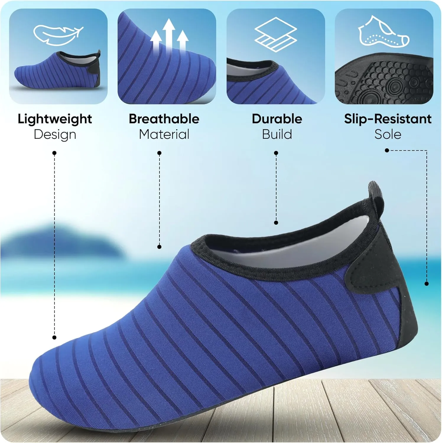 Lightweight Water Shoes for All Ages – Travel Essentials for Beach Adventures, Quick-Dry Non Slip Shoes for Indoor & Outdoor – Comfortable Design for Men, Women & Kids
