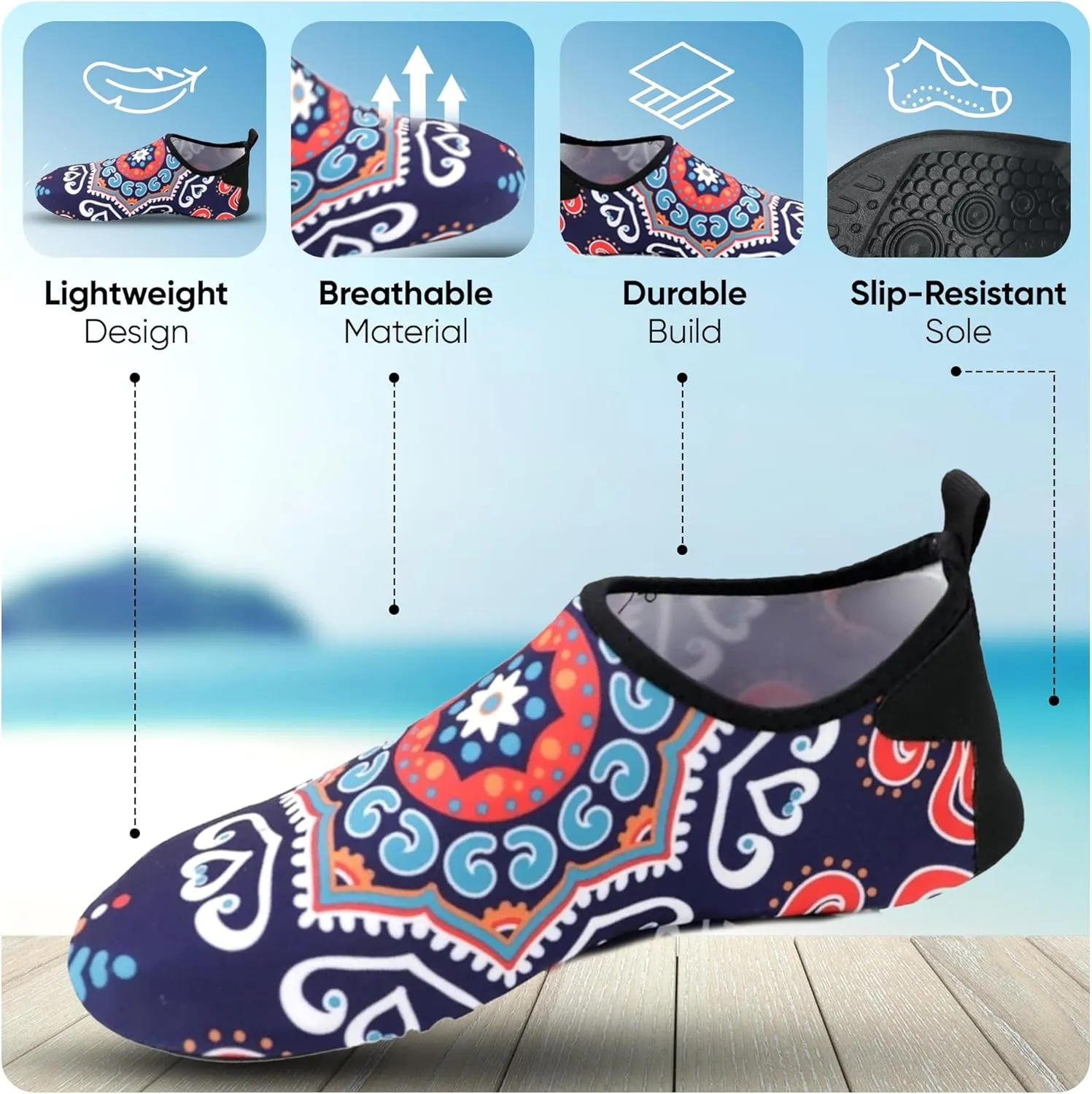 Lightweight Water Shoes for All Ages – Travel Essentials for Beach Adventures, Quick-Dry Non Slip Shoes for Indoor & Outdoor – Comfortable Design for Men, Women & Kids