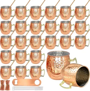 LINALL Moscow Mule Copper Mugs- Set of 24 Copper Plated Stainless Steel Mug 18oz, for Chilled Drinks (24 pack)
