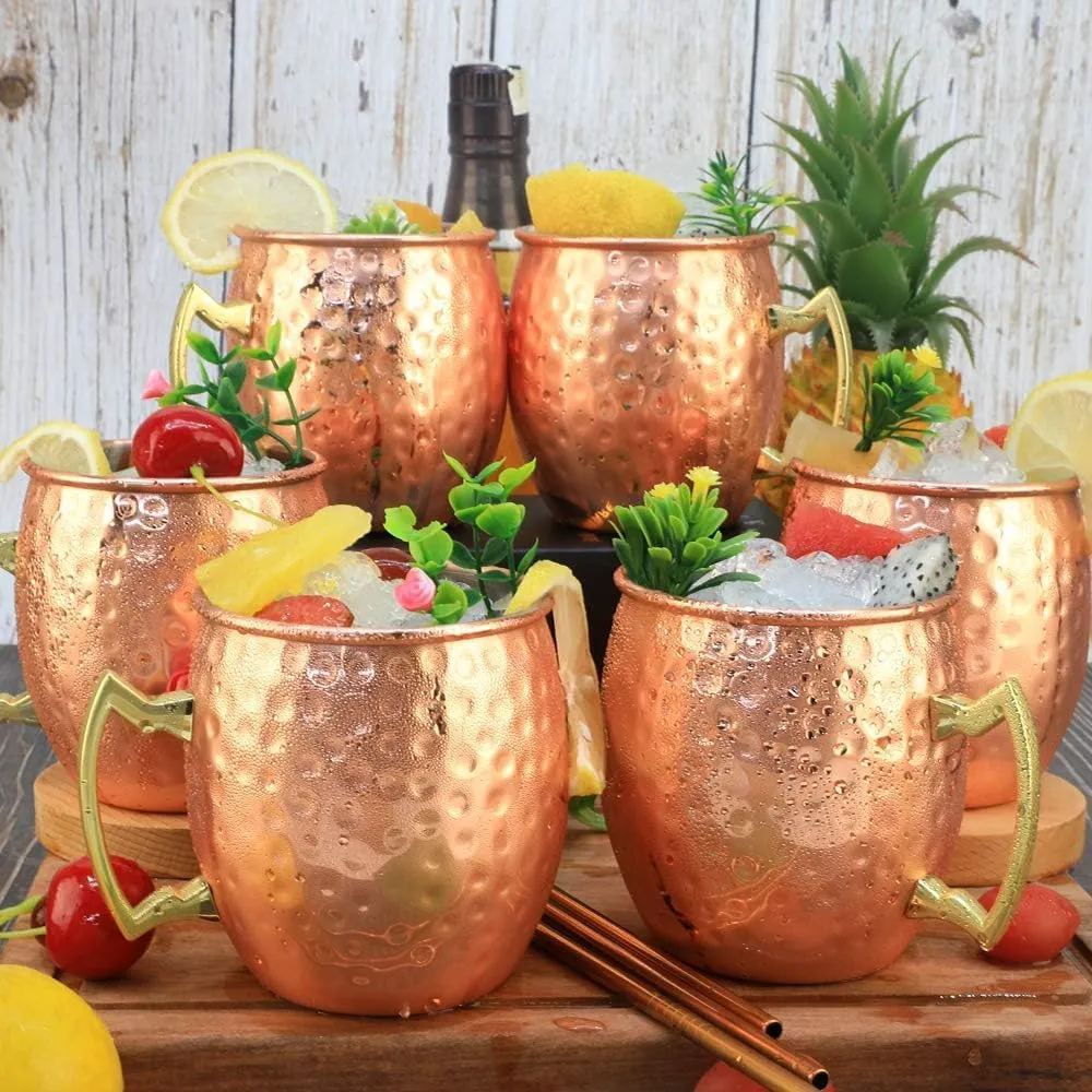 LINALL Moscow Mule Copper Mugs- Set of 24 Copper Plated Stainless Steel Mug 18oz, for Chilled Drinks (24 pack)