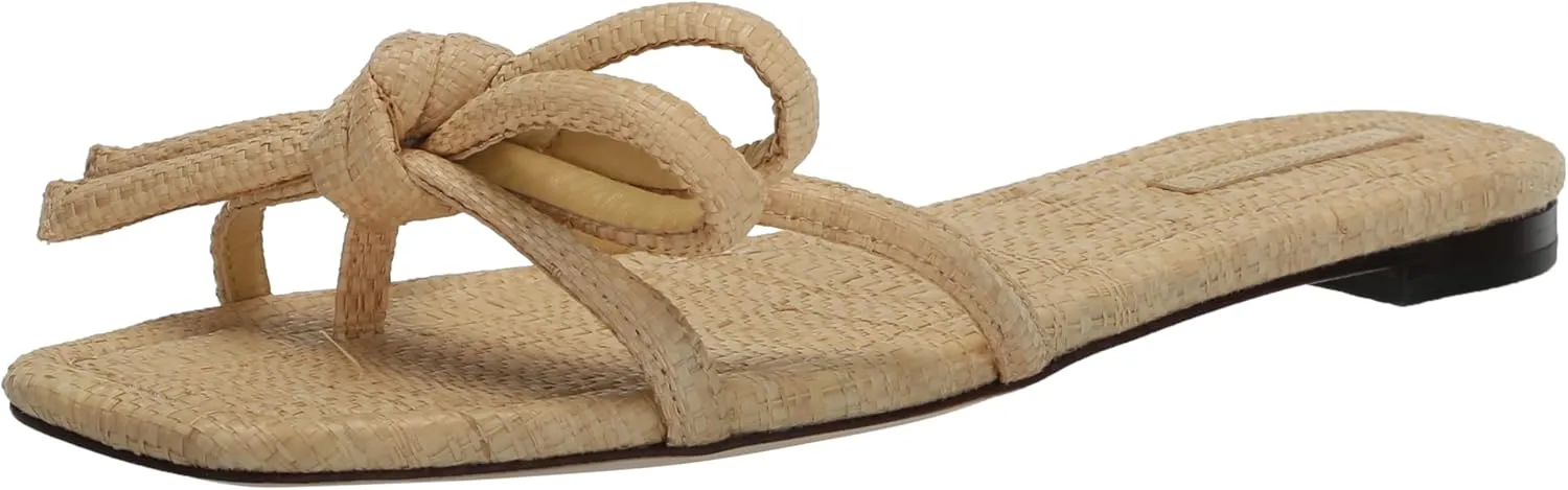 Loeffler Randall Women's Hadley Leather Bow Flat Sandals