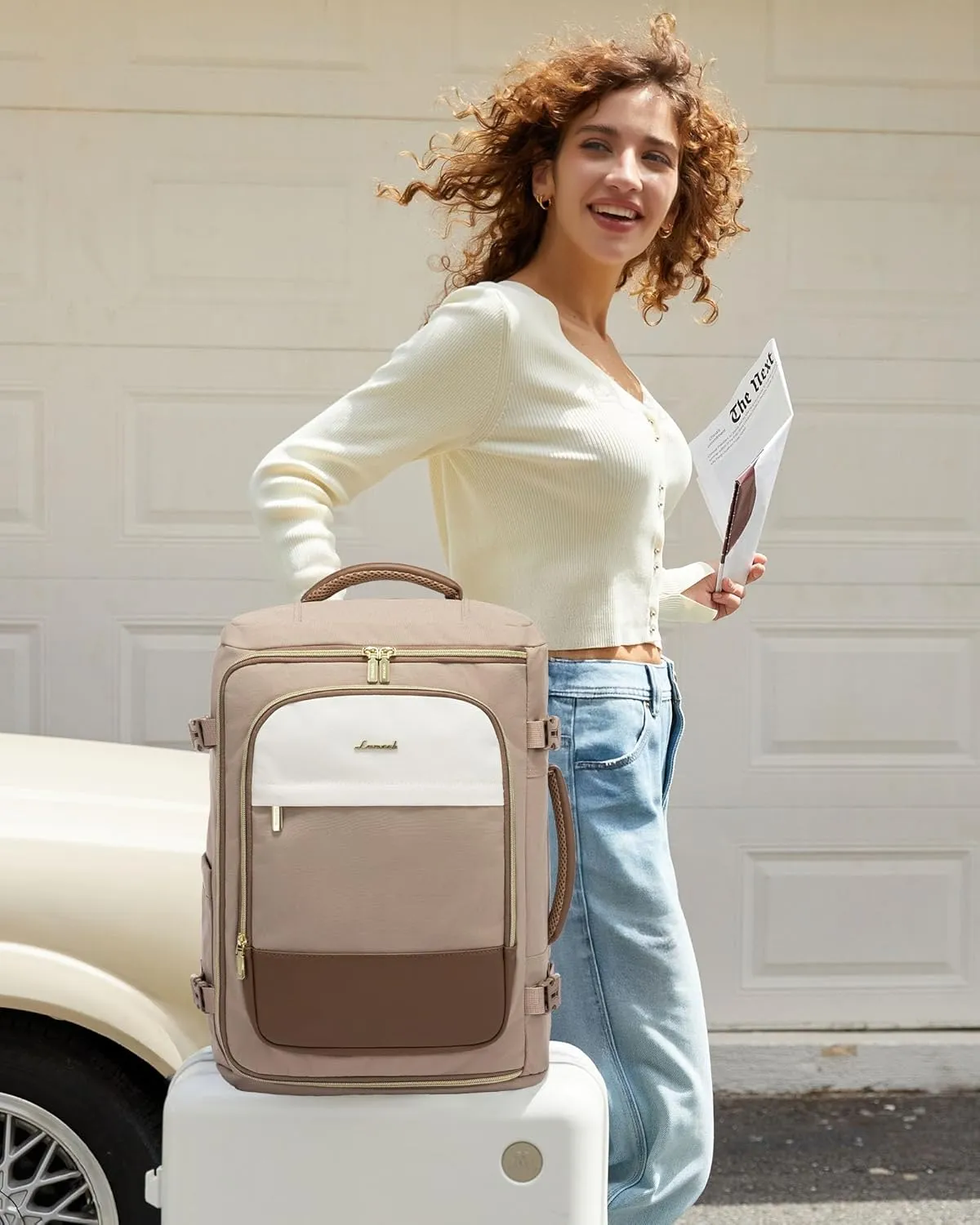LOVEVOOK 40L Travel Backpack for Women, TSA Approved Carry On Backpack with 3 Packing Cubes, Personal Item Bag Fits 17" Laptop, Water-resistant Travel Carry On Bag for Women