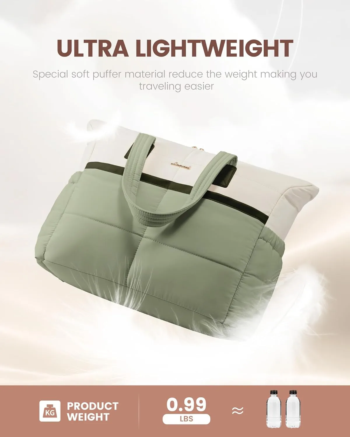 LOVEVOOK Tote Bag for Women,Light Puffer Tote Bag with Multi-pockets,Stylish Carry on Laptop Bags for Daily,Travel,Work,Gym