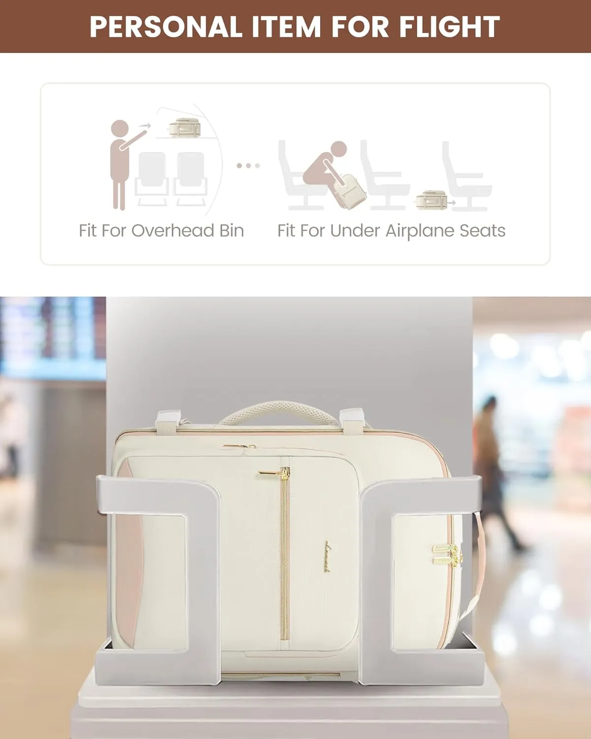 LOVEVOOK Travel Backpack for Women, 40L Personal Item Backpack Flight Approved with 3 Packing Cubes, Water Resistant Carry on Backpacks Luggage Daypack Business Weekender Bag, Beige-Flesh beige