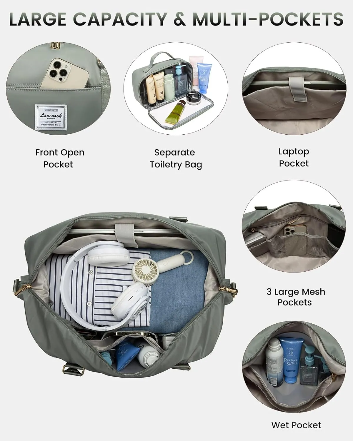 LOVEVOOK Travel Bag Weekender Bags for Women, Carry on Overnight Bag with Shoe Compartment,Duffle Bag with Laptop Pocket,Hospital Bag for Labor Delivery,Gym Tote Bag with Toiletry Bag