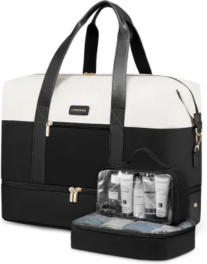 LOVEVOOK Weekender Bag, Large Travel Duffel Bag for Women with 2 Packing Cubes, Carry on Overnight Bag with Shoe Compartment, Mom Hospital Bags for Labor and Delivery