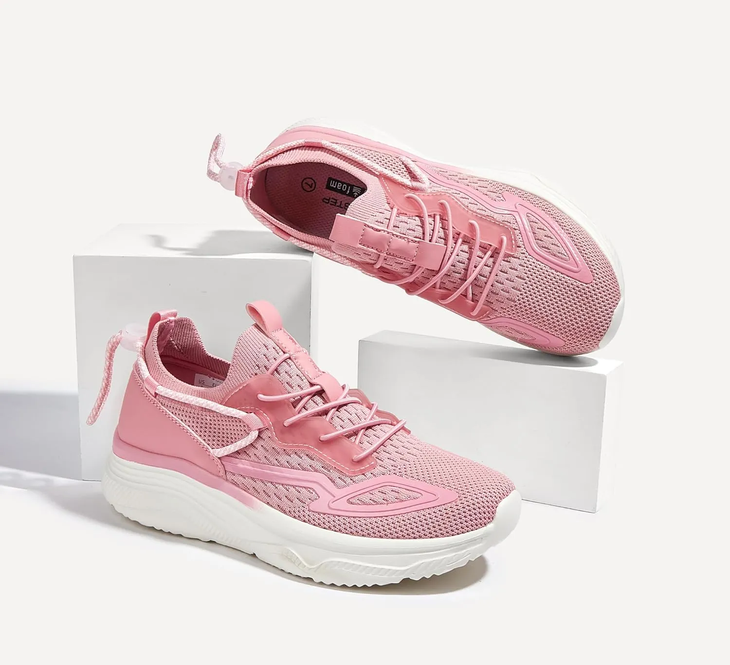 LUCKY STEP Women's Slip On Walking Shoes Mesh Tennis Workout Comfortable Lightweight Athletic Gym Trainers Stylish Breathable Fashion Sneakers