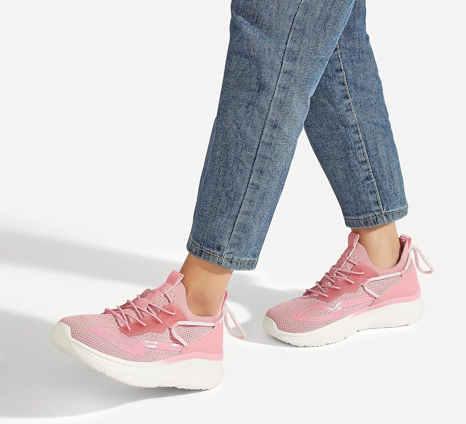 LUCKY STEP Women's Slip On Walking Shoes Mesh Tennis Workout Comfortable Lightweight Athletic Gym Trainers Stylish Breathable Fashion Sneakers