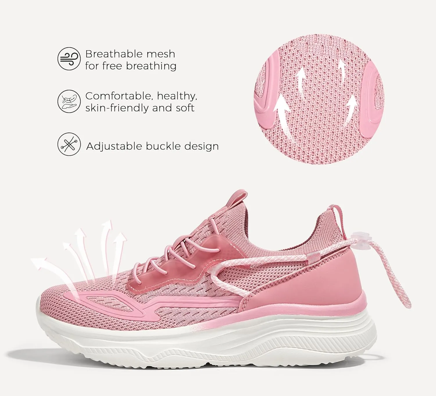 LUCKY STEP Women's Slip On Walking Shoes Mesh Tennis Workout Comfortable Lightweight Athletic Gym Trainers Stylish Breathable Fashion Sneakers