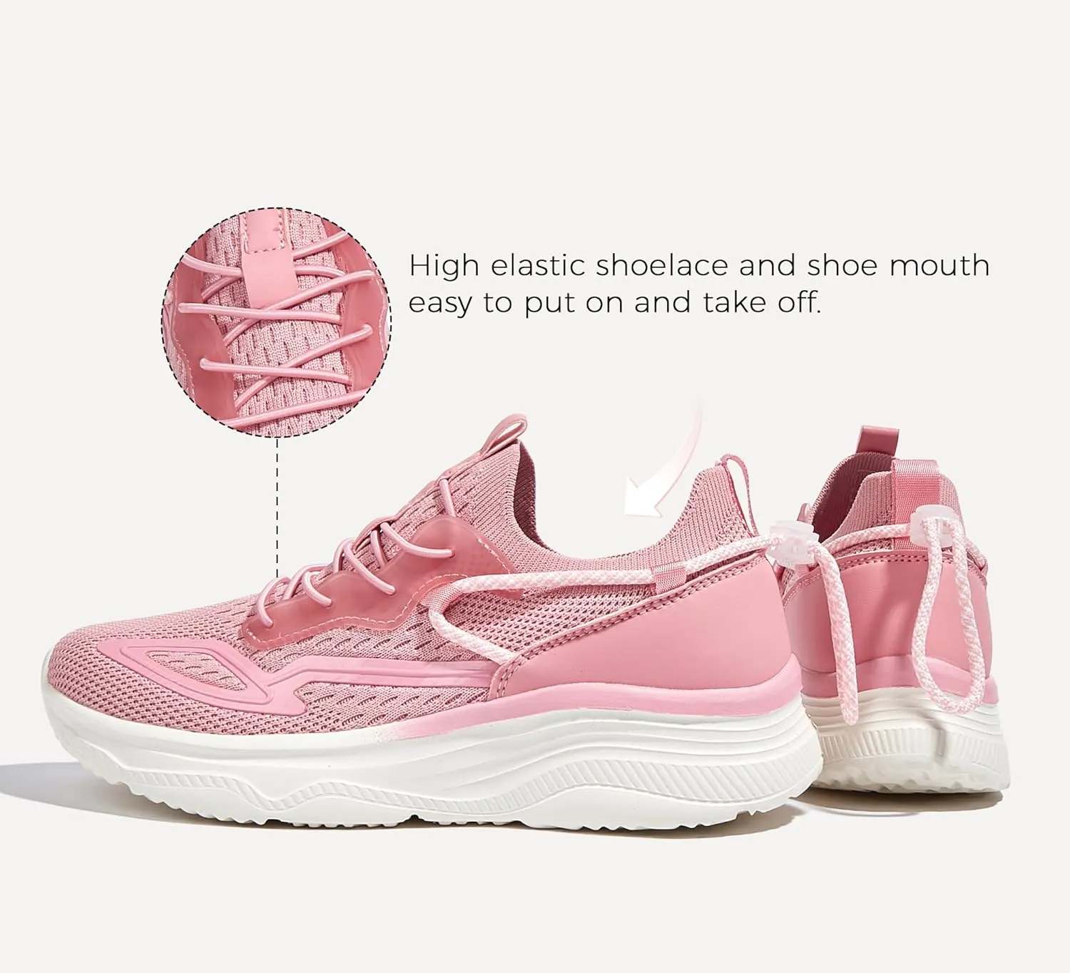 LUCKY STEP Women's Slip On Walking Shoes Mesh Tennis Workout Comfortable Lightweight Athletic Gym Trainers Stylish Breathable Fashion Sneakers