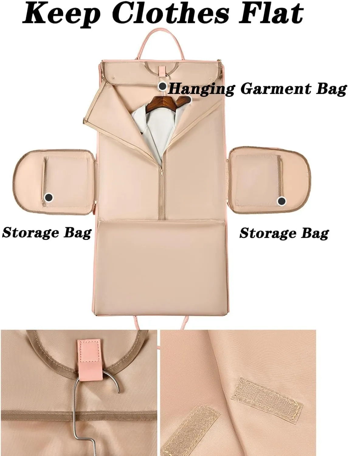 Luxe Mega Bag, Jenni Bag Travel Bag With Wheels, PU Leather 2 in 1 Hanging Suitcase Travel Bags, Waterproof Convertible Garment Bags for Travel with Shoe Pouch (Pink(Without pull rod))