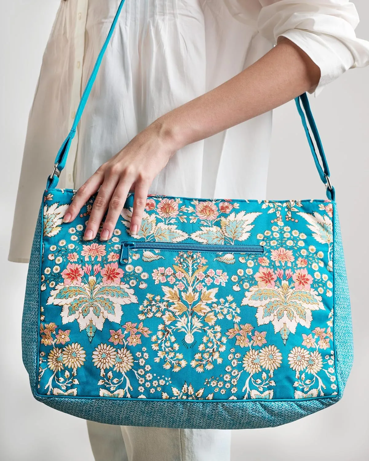 Maison d' Hermine Hand Bag Cotton Adjustable Shoulder Strap Cross Body Bag Tote purse with Zippered & Slip Pockets