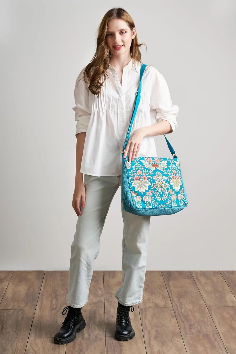 Maison d' Hermine Hand Bag Cotton Adjustable Shoulder Strap Cross Body Bag Tote purse with Zippered & Slip Pockets
