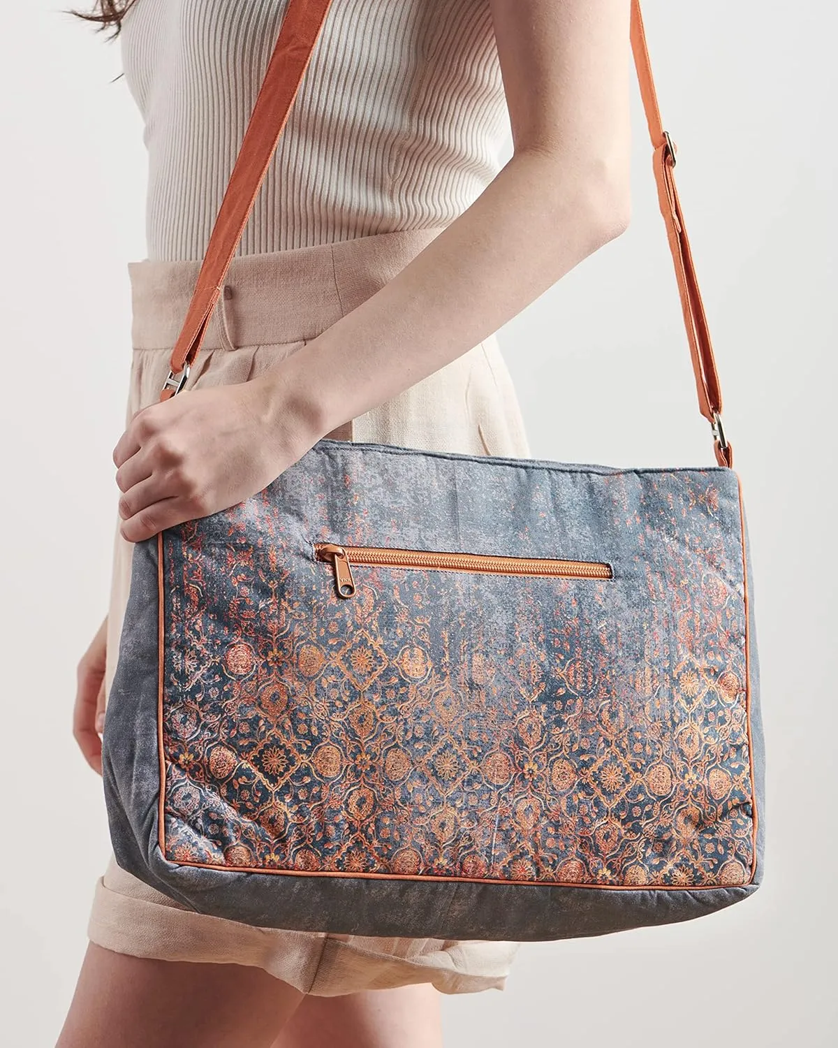 Maison d' Hermine Hand Bag Cotton Adjustable Shoulder Strap Cross Body Bag Tote purse with Zippered & Slip Pockets