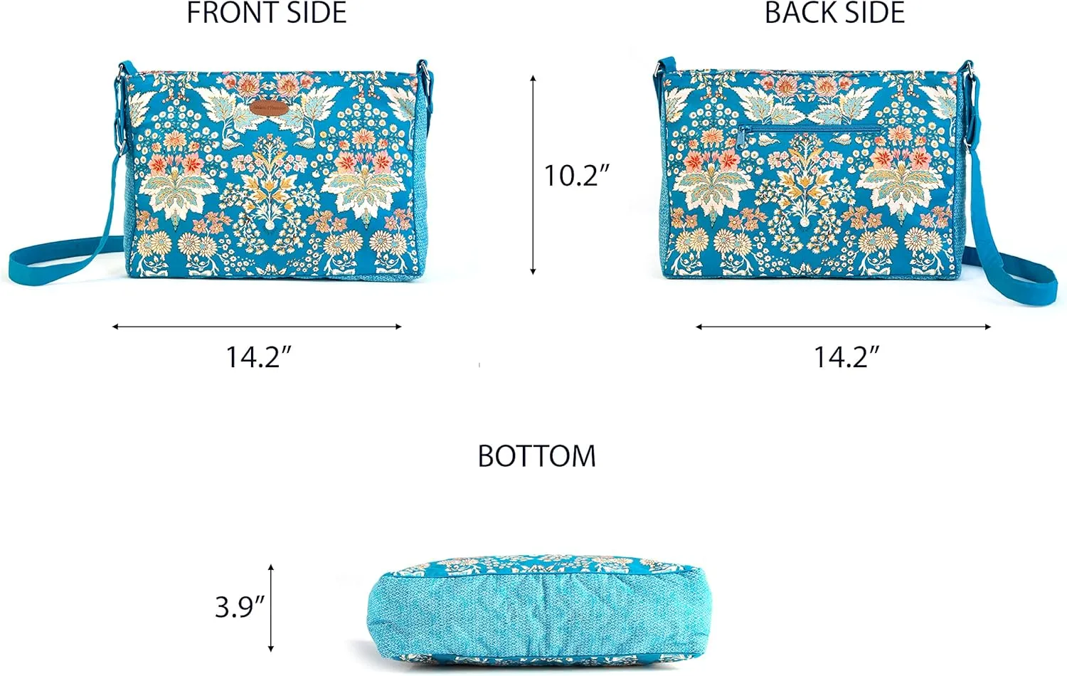 Maison d' Hermine Hand Bag Cotton Adjustable Shoulder Strap Cross Body Bag Tote purse with Zippered & Slip Pockets