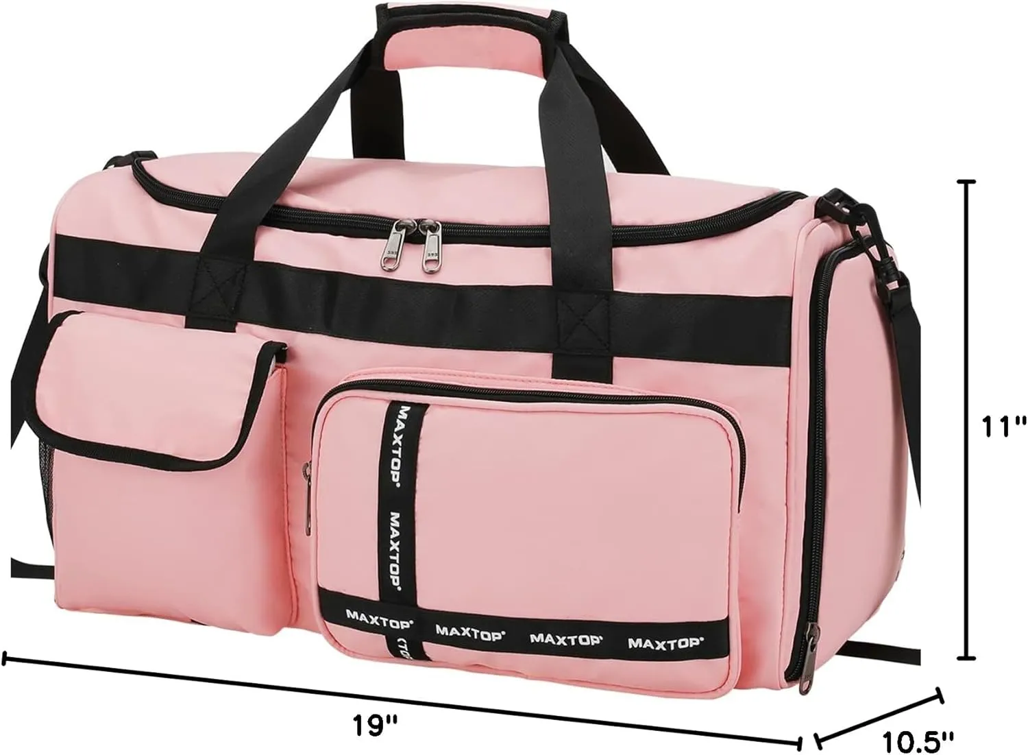 MAXTOP Gym Bag for Women Travel Duffle Carry On Tote Weekender Bag Large Capacity Pink Overnight Bag With Shoe Compartment Gym Tote with Dry and Wet Separation