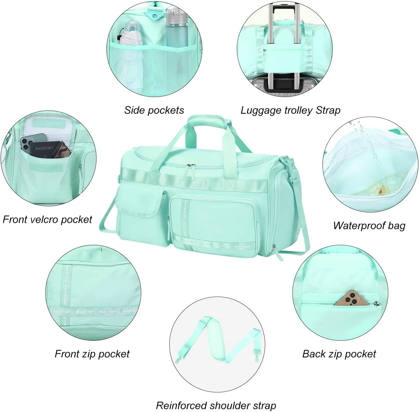 MAXTOP Travel Duffle Bag for Women Carry On Gym Bag Large Capacity Weekender Overnight Bag With Shoe Compartment,Gym Tote Bag with Dry and Wet Separation