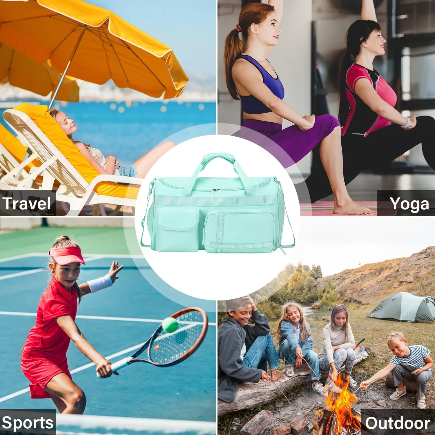 MAXTOP Travel Duffle Bag for Women Carry On Gym Bag Large Capacity Weekender Overnight Bag With Shoe Compartment,Gym Tote Bag with Dry and Wet Separation
