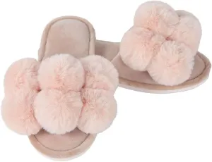MeMoi Women's Luxe Pom-Pom Memory Foam Plush Slippers
