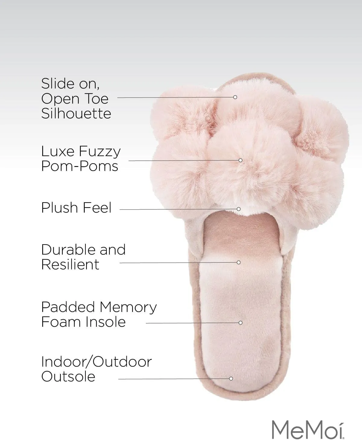 MeMoi Women's Luxe Pom-Pom Memory Foam Plush Slippers