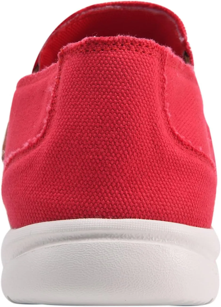 Mens Canvas Shoes Slip On Loafers Deck Shoes Walking Lightweight Causal Slip-ons