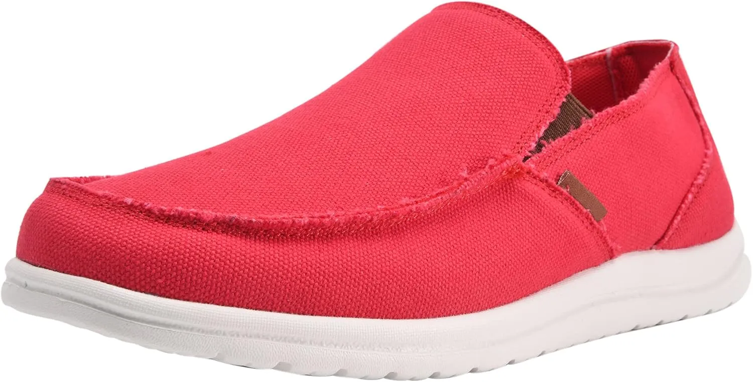 Mens Canvas Shoes Slip On Loafers Deck Shoes Walking Lightweight Causal Slip-ons
